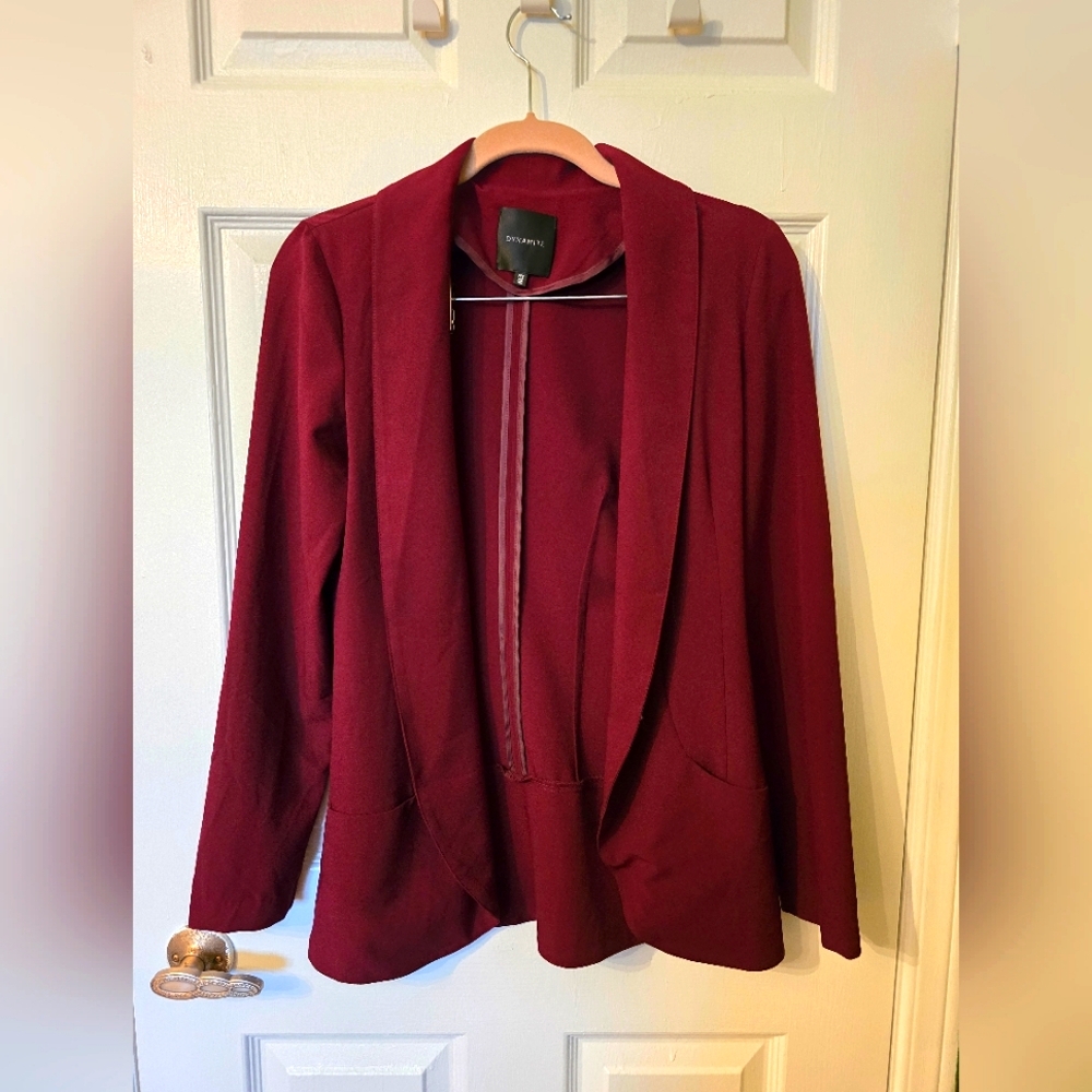 GAP Open-Front Shawl Collar Blazer Jacket - Burgundy